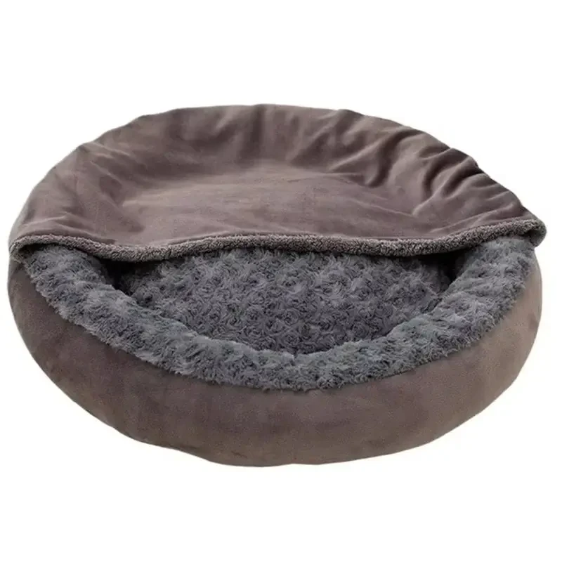 Plush Hooded Donut Pet Bed for Calming Small Dogs & Cats – Warm Winter Comfort