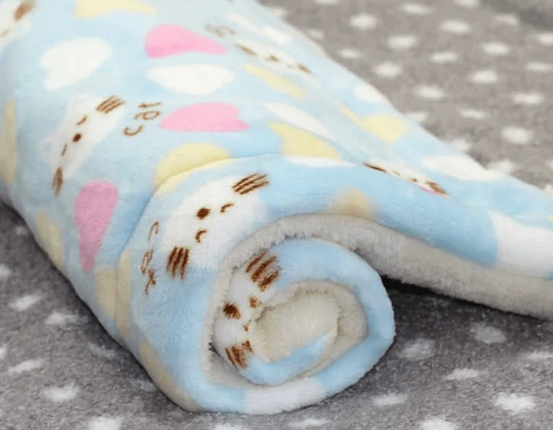 Amakunft 2-Pack Cozy Washable Fleece Pet Bed Mats for Small Animals