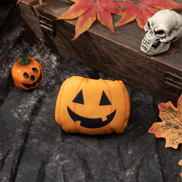 Interactive Halloween Plush Toy Set for Cats/Dogs - Pumpkin/Ghost/Skeleton, Soft Fabric