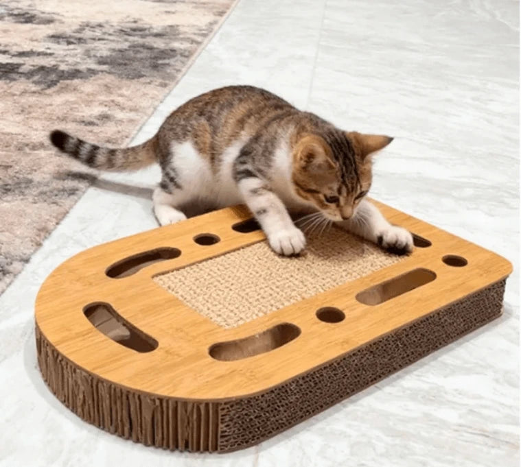 Bamboo Multi-Hole Cat Scratcher, Sisal, Floor-Mounted, Cat Claw Toy