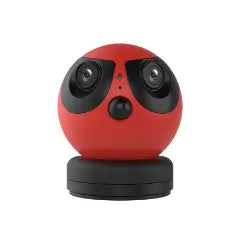 Cute Dual-Lens Indoor Camera - Low Power, Remote Viewing, Two-Way Talk, Red
