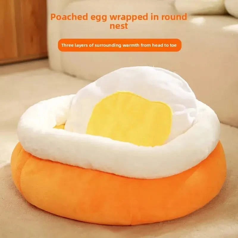 Cozy Winter Warmth Enclosed Plush Pet Bed - Soft Cat Dog Nest
