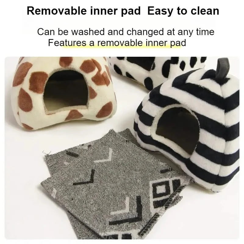 Cozy Fleece Winter Hamster Nest Bed, Hangable Small Animal Cave House