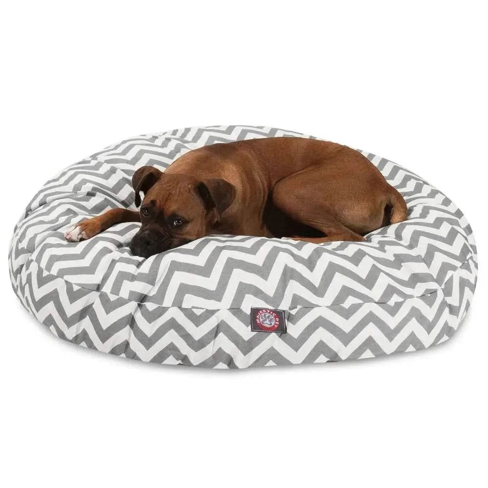 Premium Chevron Round Pet Bed for Dogs - Durable Outdoor Water-Resistant Washable Comfort
