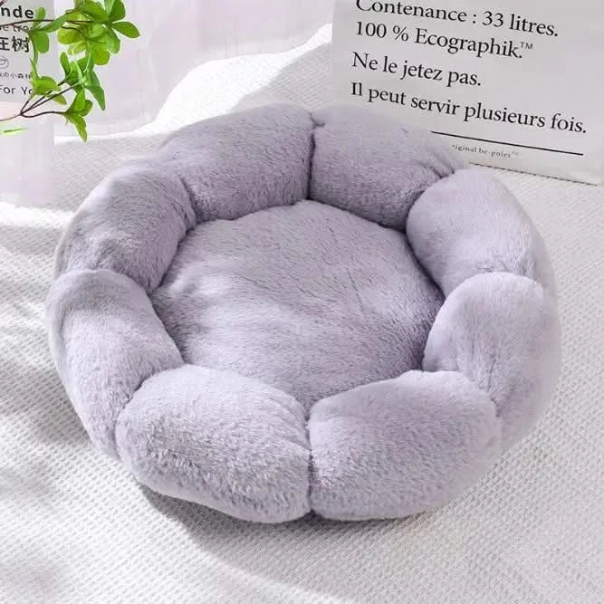 Plush Flower Pet Bed: Cozy Soft Round Cushion for Dogs, Cats