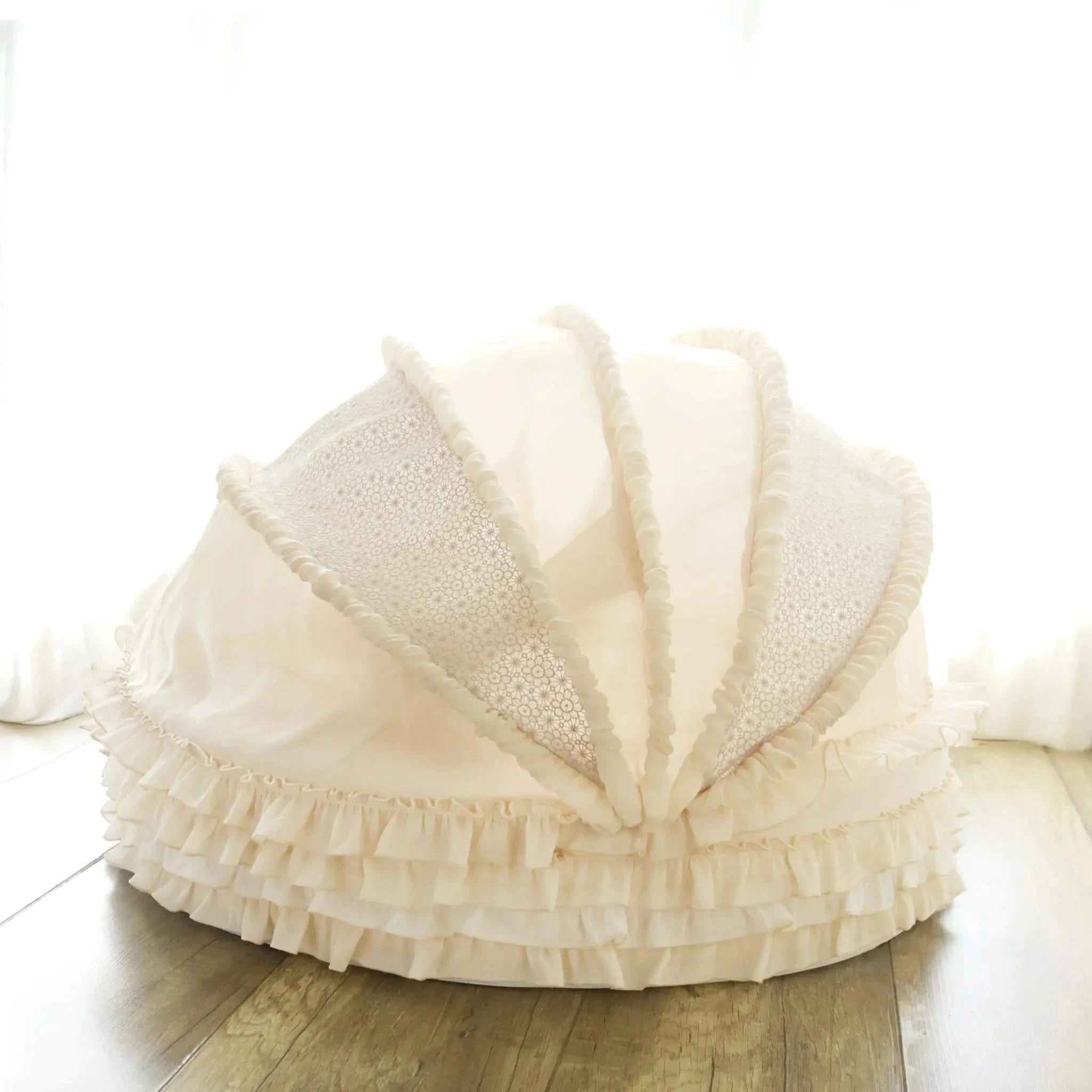 Cozy Linen Pet Cradle Bed for Dogs & Cats - Removable, Washable, Stain-Resistant