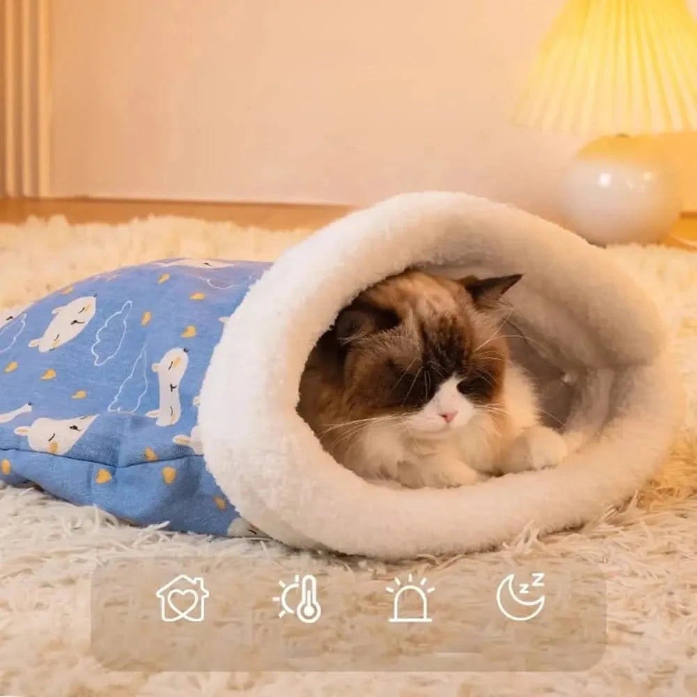 Cozy Plush Cat Sleeping Bag - Warm 360° Wrap Snuggle Sack
