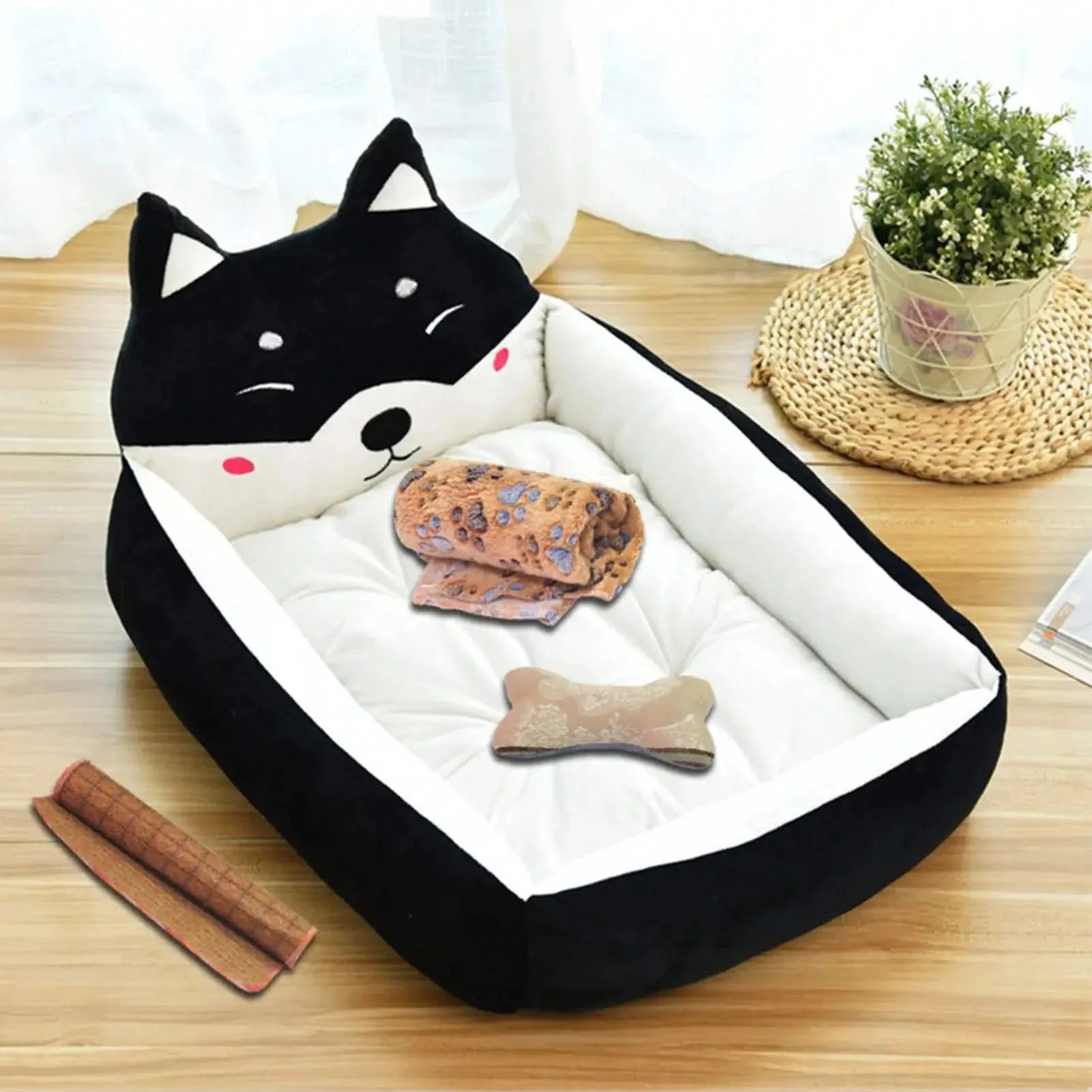 Cute Cartoon Pet Bed Sofa Lounger – Detachable, Washable, All-Season Comfort