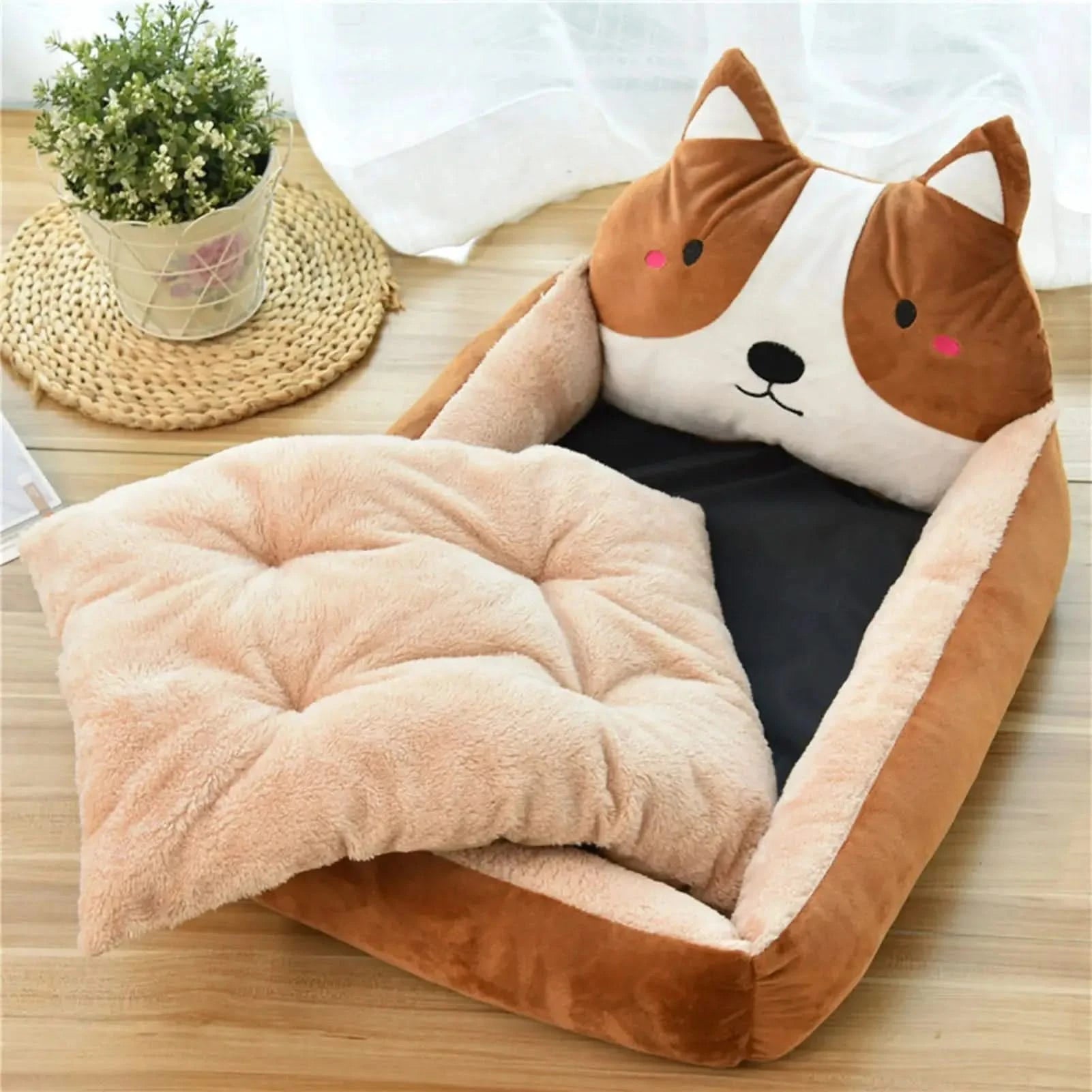 Cute Cartoon Pet Bed Sofa Lounger – Detachable, Washable, All-Season Comfort