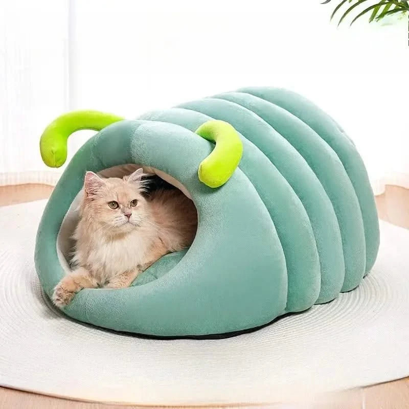 Plush Caterpillar Pet Nest: Winter Warm, Soft Anti-Slip Cozy Bed for Cats & Dogs