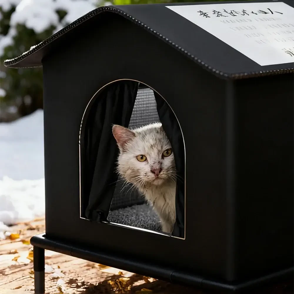 Insulated Waterproof Outdoor Cat House Shelter - Feral & Stray Pet Bed