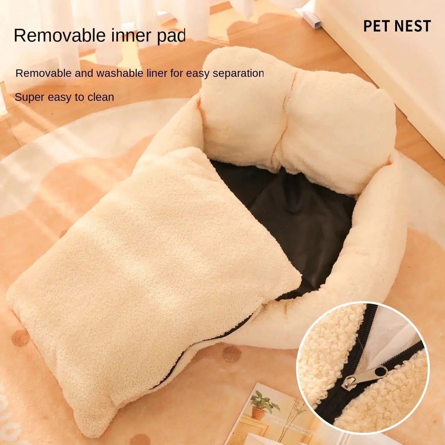 Plush Heart-Shaped Pet Bed: Detachable, Washable, Warm for Dogs and Cats