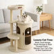 Minimalist Cat Scratcher Tree: Sisal Posts, Hideaway, Multi-Level Rest (Beige)