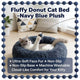 Soft Cozy Pet Bed for Cats - Donut Design, Shaggy Plush, Dark Grey Round Nest