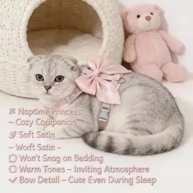 Escape-Proof Cat Harness: Large Bow Accent, Adjustable Fit