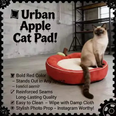 Apple-Shaped Cat Bed: Cozy Rest, Plush Surface, Lucky Theme (Red-Beige)