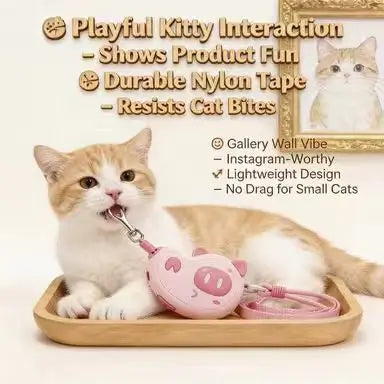 Retractable Pet Leash: Cute Pig Design, One-Hand Control