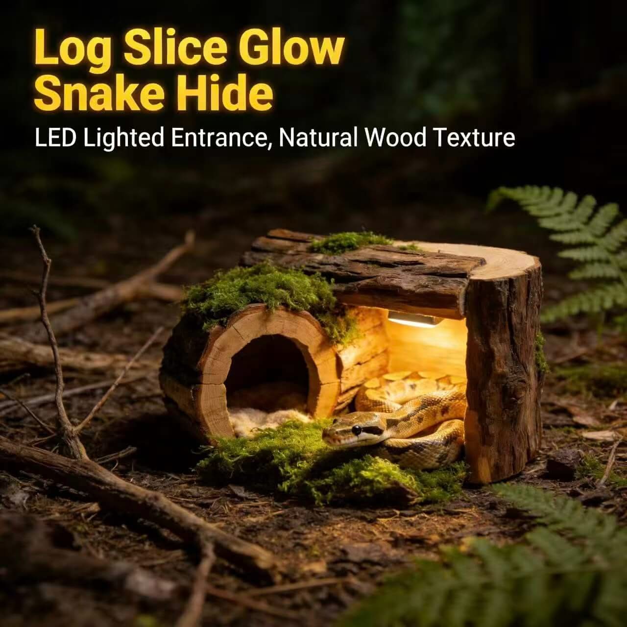 Heated Wood & Moss Snake Hide: Cozy Lining, Natural Habitat Design for Snakes