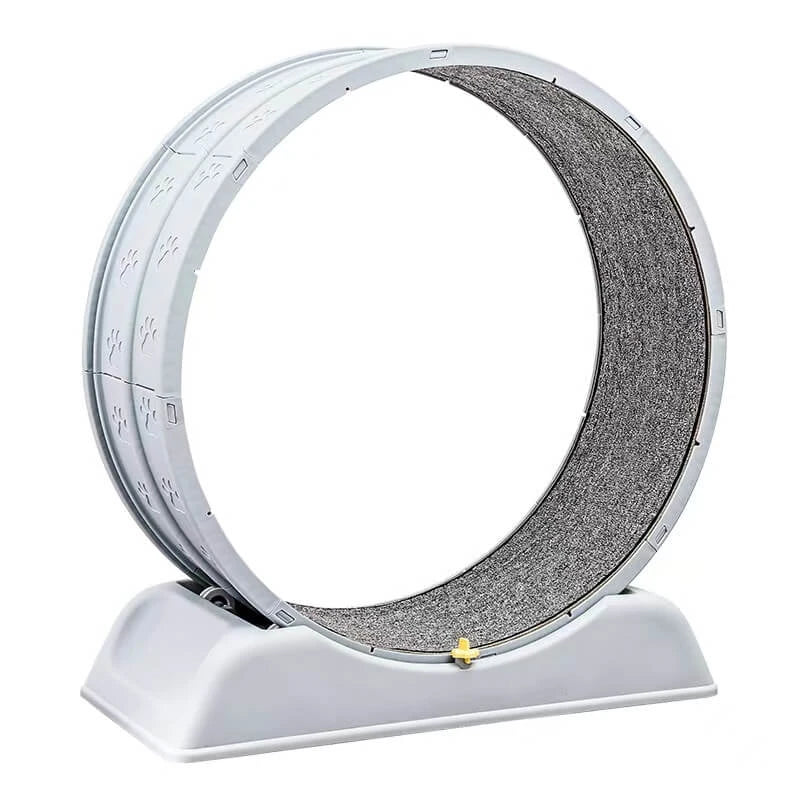 Quiet Cat Running Wheel - Carpeted Scratching Tread, White, Space-Saving Design