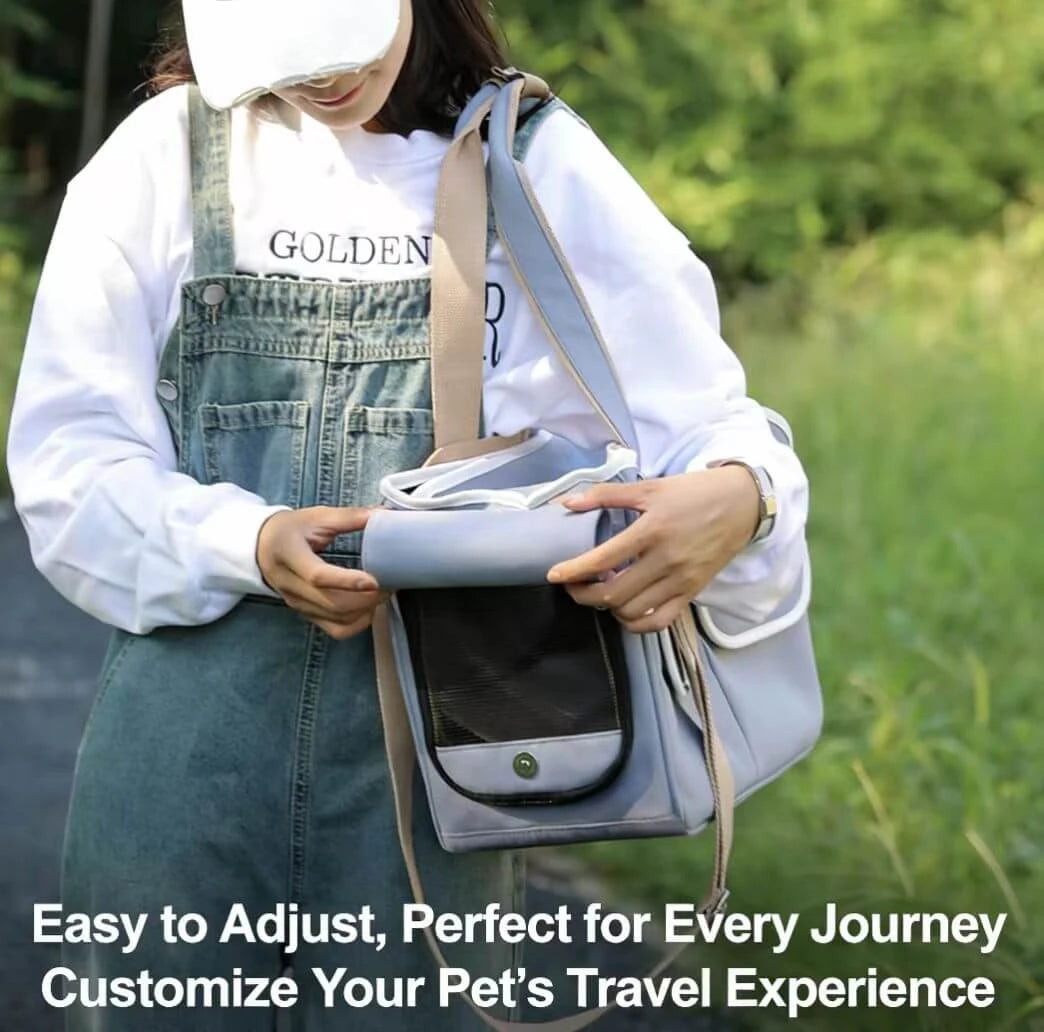 Spacious Cat & Dog Carrier Bag - Portable, Airy Mesh, Gray