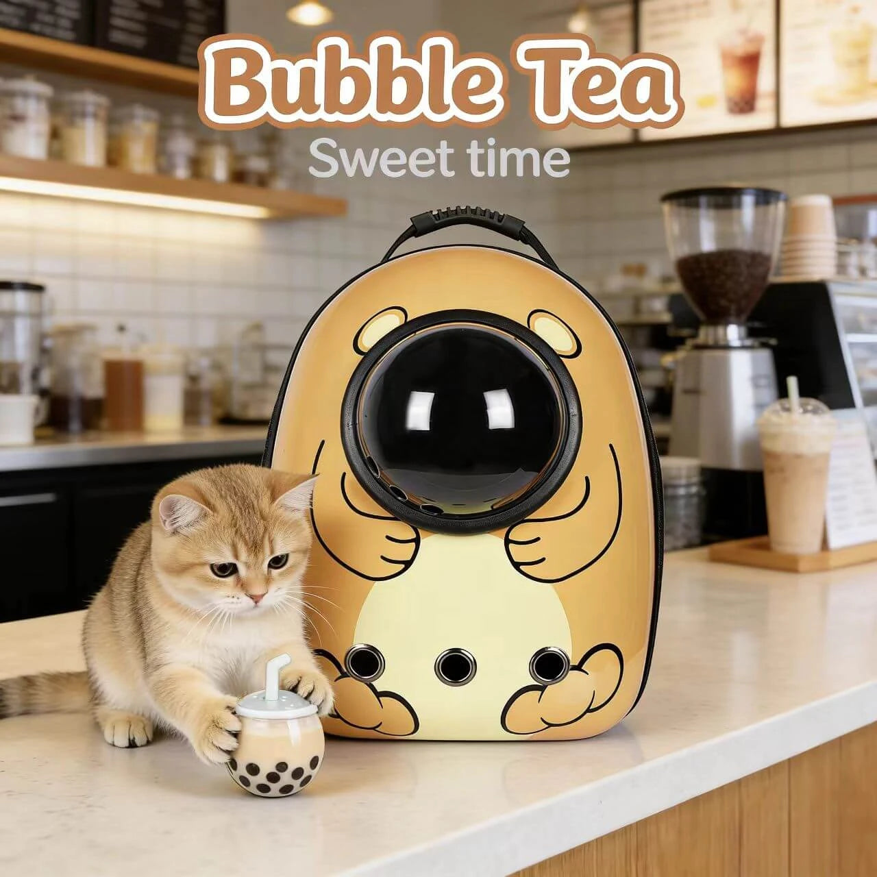 Travel Cat Backpack - Bear Design, Lightweight, Durable ABS