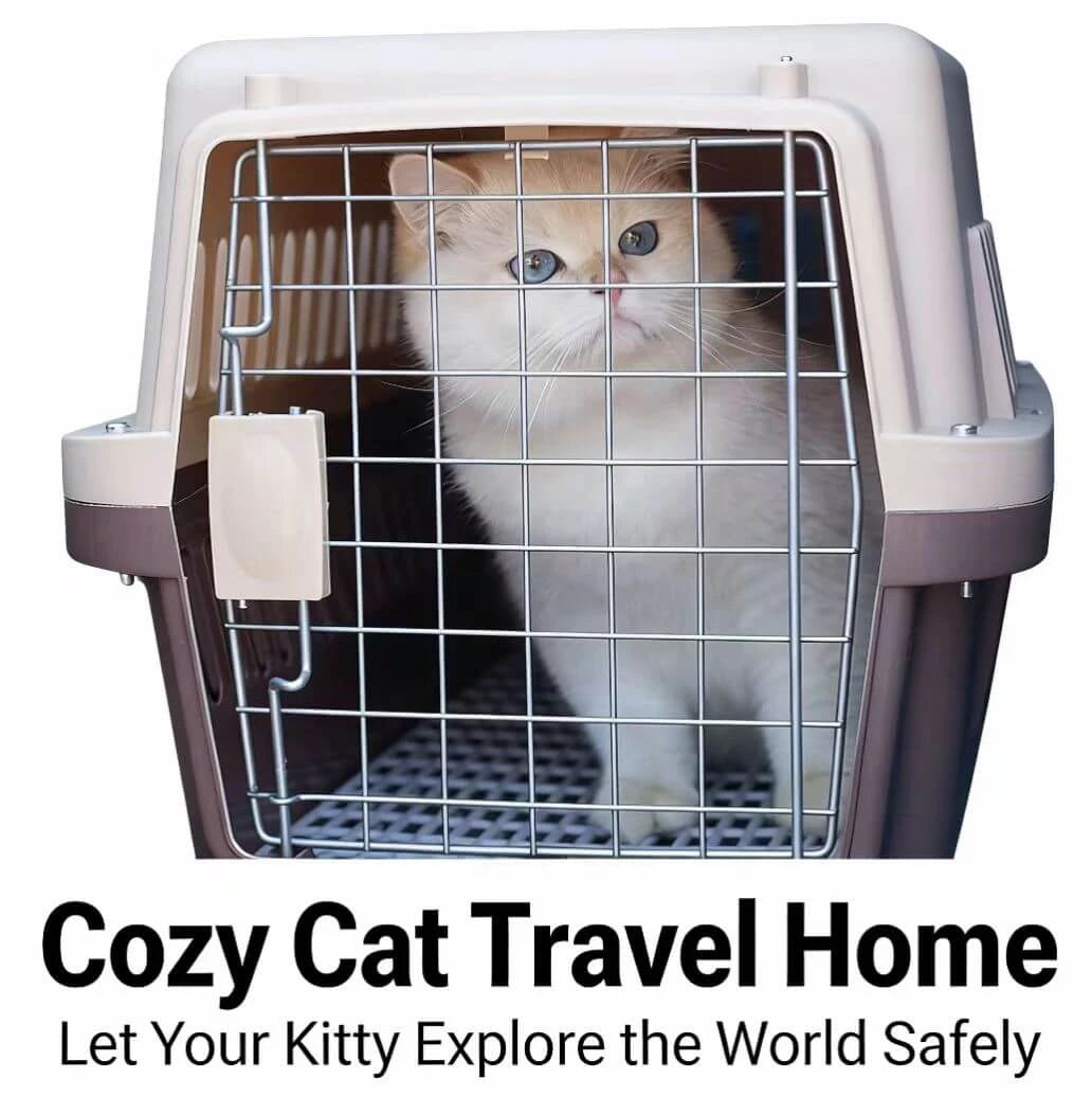 Secure Cat & Dog Carrier Crate - Metal Door, Easy Clean, White