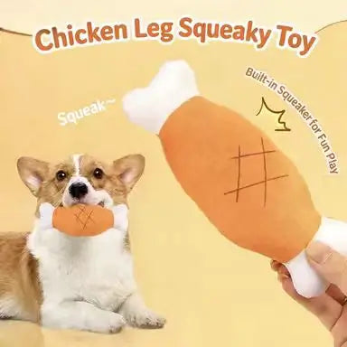 Interactive Sound-Making Plush Dog Toy: Chicken Leg Shape, Orange & White Soft Material