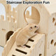Hide & Play Hamster Nest for Hamsters - Wooden Multi-Level Slide Castle-Shaped Decor Holes Light Wood