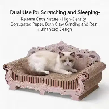 Luxury Sofa Cat Scratcher: Decorative Design, Durable Surface, Pet-Friendly (Pink-Beige)