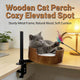 Height-Adjustable Pet Perch for Cats - Wooden Frame, Clamp Mount, Brown Rest Bed