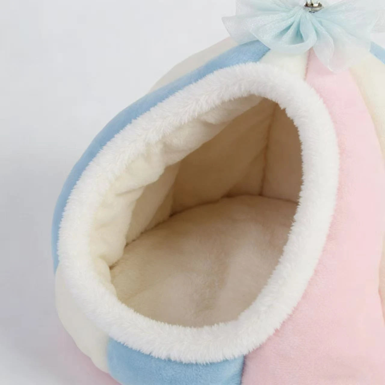 Hang & Rest Hamster Nest for Hamsters - Hanging Plush Pastel Pink/Blue/White Bow Decoration