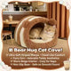 Bear-Ear Cat Bed: Cozy Hideaway, Striped Plush Surface (Brown-Beige)