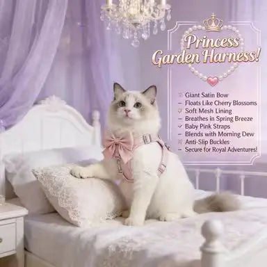 Escape-Proof Cat Harness & Leash: Bow Accent, No-Choke Design (Pink)