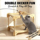 Rest & Scratching 2-Tier Cat Stand/Scratcher for Cats - Wood Frame, Sisal, Light Wood