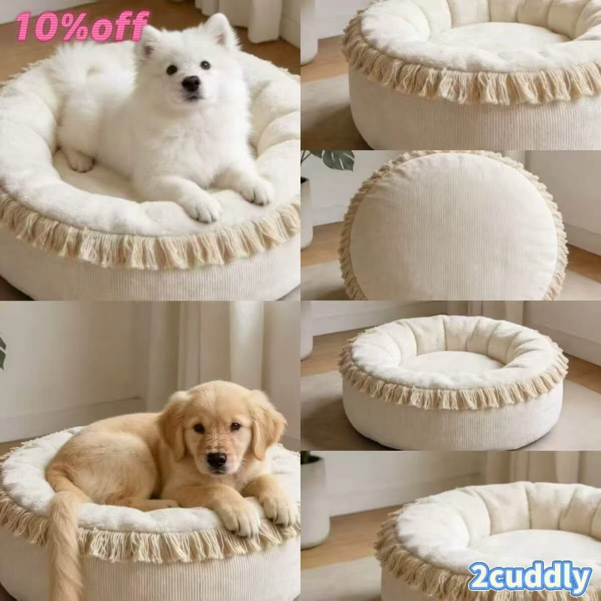 Quilted Dog Bed , Velvet Fabric Diamond Stitch Grey for Small-Medium Dogs