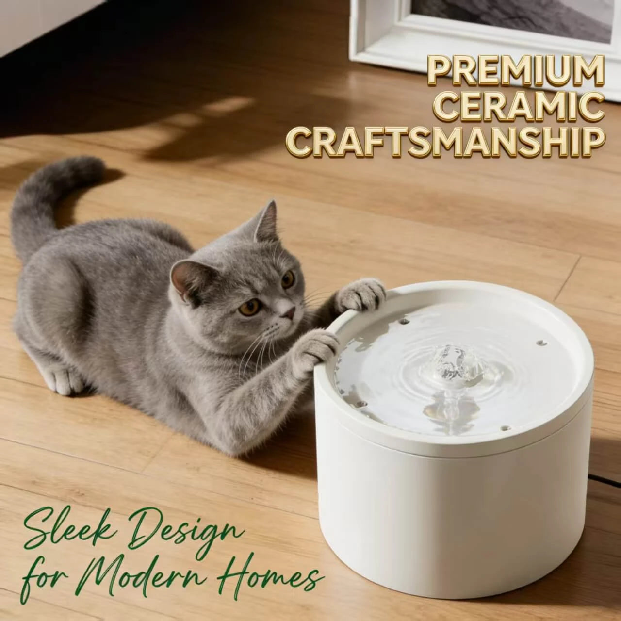 Easy-Clean Pet Water Fountain - Quiet, Stylish Design, White