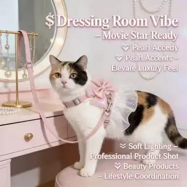 Escape-Proof Cat Harness & Leash: Tulle Skirt & Bow Accent, Princess Style