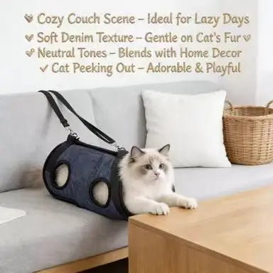 Portable Pet Carrier Harness: Denim Fabric, Hands-Free Design