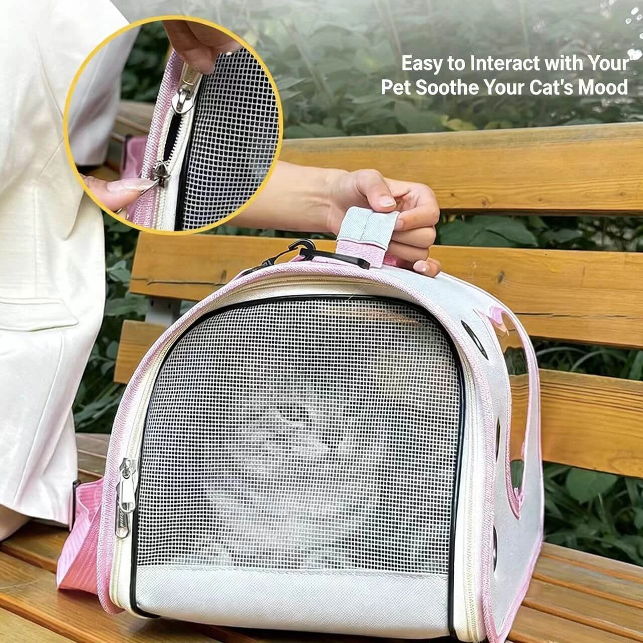 Travel Pet Carrier Tote - Durable Frame, Airy Mesh, Yellow & Blue