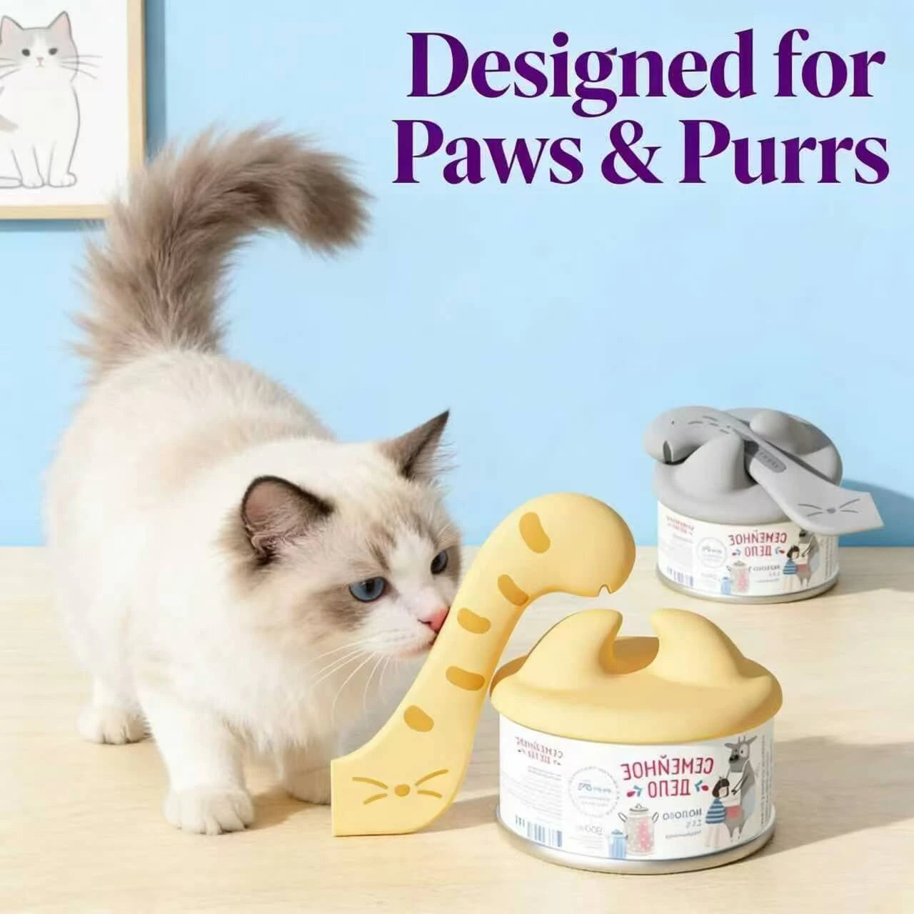 Dual-Use Silicone Cat Feeder - Can Topper & Slow Bowl, Yellow & Gray