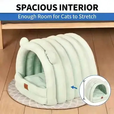 Comfortable Cat Nest: Bear Ear Design, Multi-Color, Leather Label for Cats