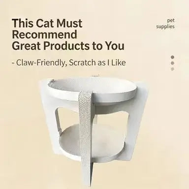 Double-Layer Cat Scratcher: Minimalist Design, Durable Surface, Multi-Zone Rest (White)