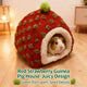 Juicy-Design Guinea Pig House for Guinea Pigs - Strawberry Shape, Red, Green Pom-pom, Seed Details