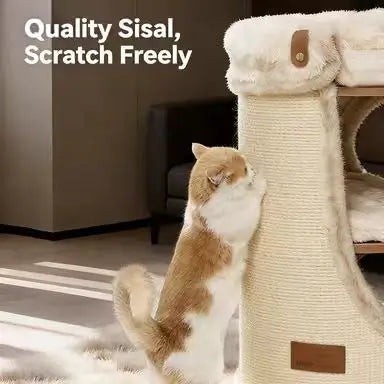 Multi-Layer Cat Scratcher House: Rest & Scratch, Hideaway, Soft Surface (Beige)