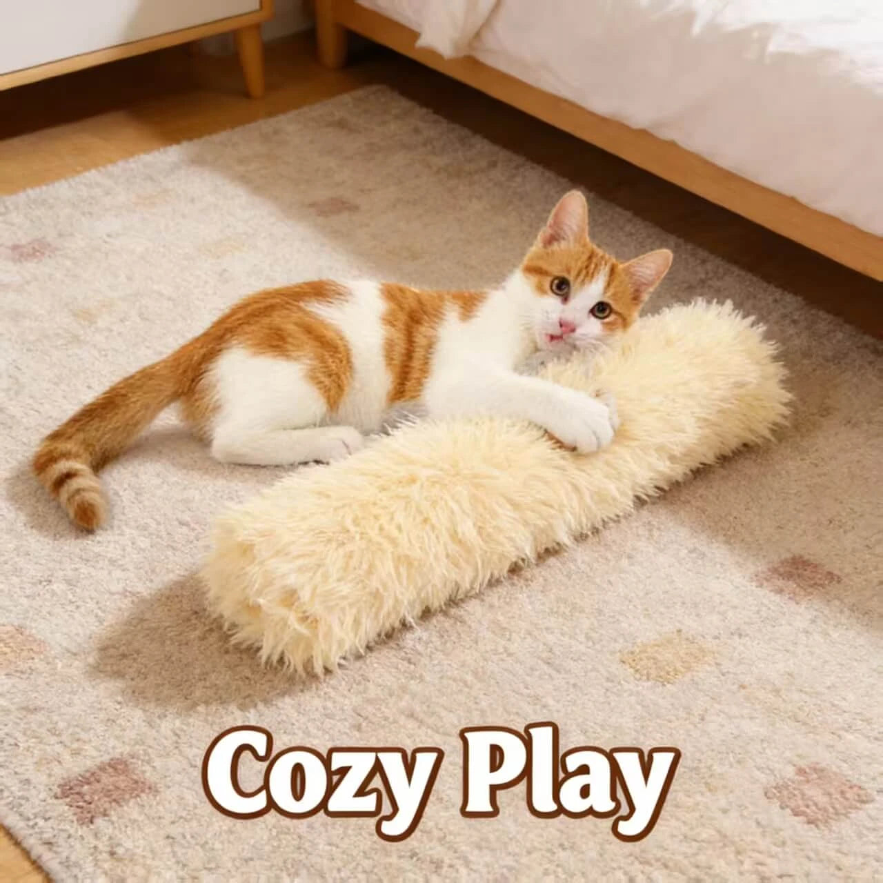 Cozy & Interactive Long Fluffy Plush Cat Toy for Cats & Kittens