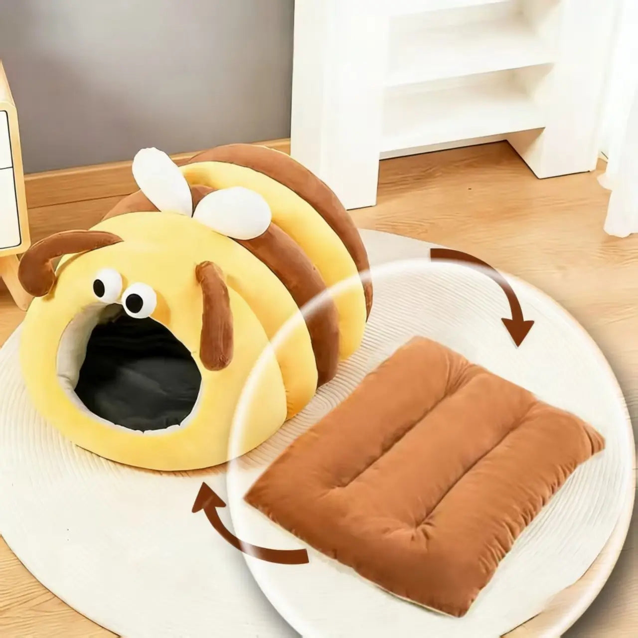 Soft Warm Cat Mattress Replaceable Easy Clean for Bee-Shaped Cat Houses