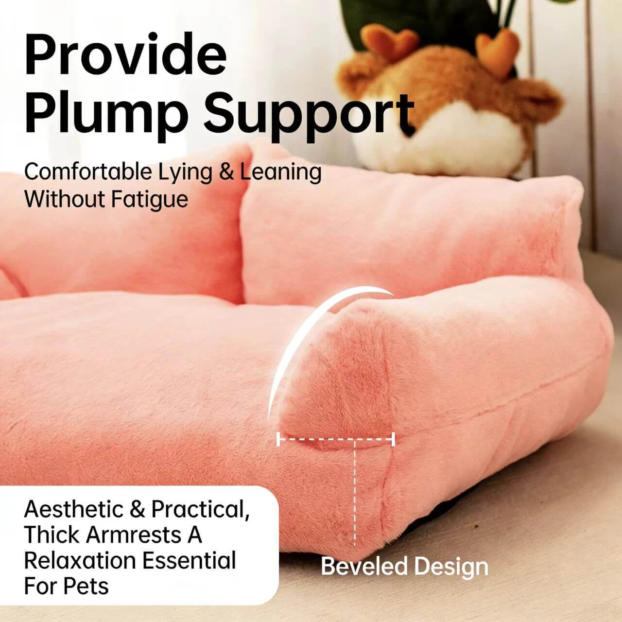 Orthopedic Pet Sofa Bed - Soft Plush, Supportive Bolsters, Warm