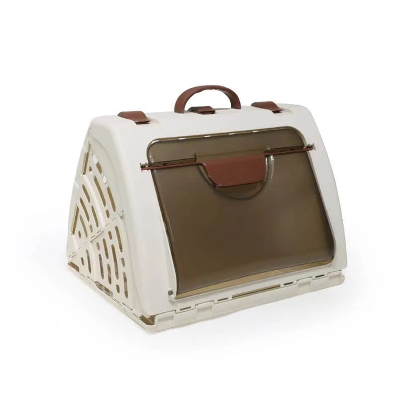 Portable Cat & Dog Carrier - Secure Lock, Ergonomic Handle, White