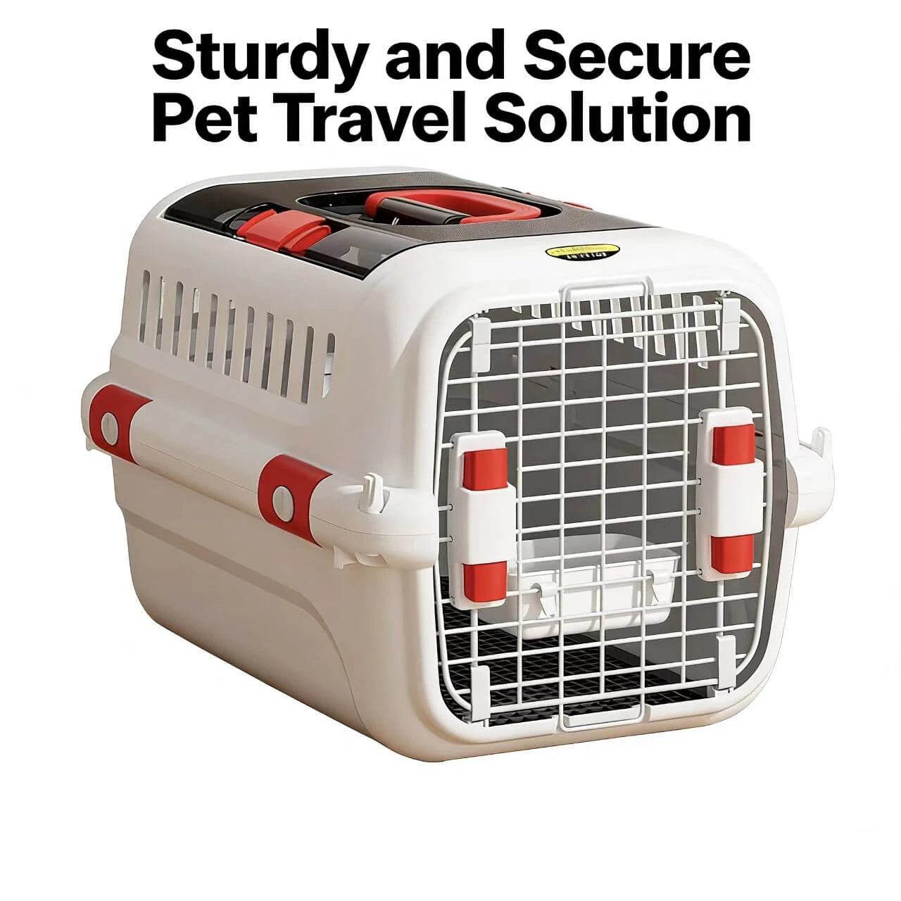 Secure Cat & Dog Carrier Crate - Metal Door, Easy Clean, White