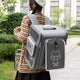Expandable Pet Carrier Backpack - Ventilated Mesh, Cat Print, Gray